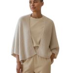 Sleeping On Snow Fuzzy Knit Open Front Cardigan Shawl Wrap One Size Cream Photo 0