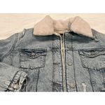 Banana Republic  Sherpa-Lined Denim Jacket with Removable Fur Collar‎ Size XS EUC Photo 2
