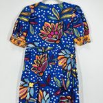 Tabitha Brown Blue Floral Puff Sleeve Maxi Dress Women Size 8 Linen Blend Resort Photo 7