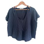 Free People  Black Oversize V Neck Tee Shirt Size XS Photo 0