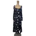 Anthropologie  Maeve Midi Dress Long Sleeve Hedy Ruffled Black Purple Floral Sz 4 Photo 4