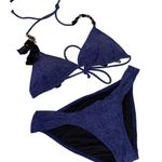 Victoria's Secret  VS Blue Chain 2 Piece Bikini Size Small Photo 0