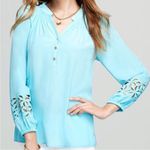 Lilly Pulitzer  100% Silk Elsa Poolside Blue Shirt Photo 0