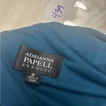 Adrianna Papell  Evening Blue Brooch Draped Sleeveless Dress Size 8P Mother Bride Photo 3