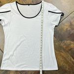 Women’s Large White Short Petal Sleeve Tee Shirt White Photo 5