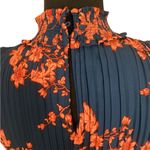 Nanette Lepore Mock neck Floral Sleeveless smocked waist Dress - Navy and Coral Photo 1