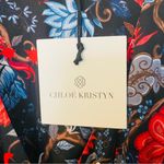 NWT Chloe Kristyn Fallon Black/Red/Blue Floral Dress Size Small Photo 3