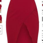 Pretty Little Thing Plt PETITE BURGUNDY WRAP PENCIL SKIRT size 10 Photo 2
