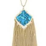 Kendra Scott Kingston Bronze Vein Turquoise Magnesite Fringe Gold Necklace Photo 1