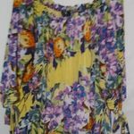 Unique spectrum US 2X Spring Flowers on Yellow Peasant Top Plus Photo 0