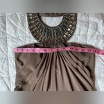 NWT LM Collection Brown / Taupe Beaded Halter Neck Empire Waist Formal Dress Photo 2