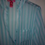 Mix & Co. M Aqua White Stripe Sheer Top Blue Size M Photo 3