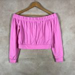 Material Girl Juniors Pink Off The Shoulder Cropped Sweatshirt NWT SMALL Photo 2
