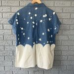 Entro  Blouse Womens Small Denim Bleached Shirt Casual Button Down Photo 2