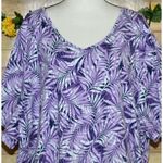 Catherines Easy Fit Tees Tunic Top Size 4X Short Sleeve V-Neck Purple Leaves Photo 1