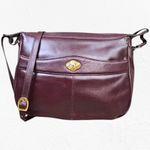 1980s Vintage Burgundy Leather Crossbody Satchel – Luxe Structured Shoulder Bag Red Photo 13