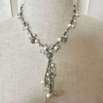 Faux pearl silver tone beaded cluster necklace Photo 0
