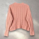 Hippie Rose  Cable Knit Sweater Womens L Pink Mock Neck Cropped Cozy Fall Academy Photo 1