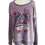 Lucky Brand Purple Graphic Crewneck Sweater Size M Photo 0