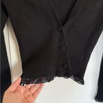 For Love & Lemons  Black Ribbed Lace Trim Cardigan Photo 3