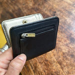 Fossil  Black cow hide leather wallet with gold leather lining Photo 7
