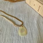 Mother of Pearl Teardrop Pendant Necklace Vintage “Calypso” 18” Gold Snake Chain Jewelry Photo 10