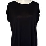 Loft  Women's Capped Sleeve Top Casual Shirt Round Neck Size‎ Small Petite Black Photo 0