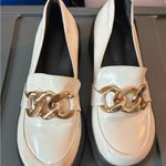 Elegant White Loafers with Gold Chain Accent Size 7 Photo 0