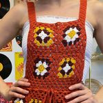 Rust Granny Square Crochet Jumper Romper Overall Size undefined Photo 3