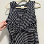 CAbi  Navy & White Striped Crossover Jersey Stretch Launch Midi Dress Photo 3