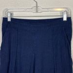 margaret o'leary Margaret O’Leary Navy Blue Wide Leg Linen Blend Pull On Pants Photo 2