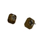 Vintage Gold Plated Oval OPAL STUD EARRINGS 9.5mm Wide by 11mm Long Rectangle Photo 4