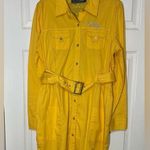 COOGI  Women’s Shirtdress Belted Trench Style Studded
Embellished Yellow Size XL Photo 0