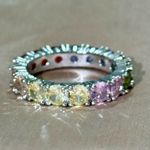 NWOT Power of Three RAINBOW multicolored CZ ETERNITY RING in 7 Red Photo 3