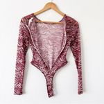 Meshki Swirl Blend Long Sleeve Bodysuit in Wine Colourway Photo 7