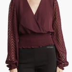 Laundry by Shelli Segal Surplice Smocked Top XS Photo 0