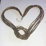 Boho Bronze Metallic Seed Bead Beaded Multi Strand Statement Necklace Photo 1