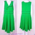Anthropologie Hutch Navy Piping Green Bowtie Dress, 2X Photo 3
