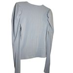 7 For All Mankind Puff Sleeve Ribbed Crew Neck in Baby Blue Size L Photo 4