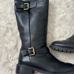 Fendi Rabbit Fur Lined Motorcycle Boot Moto Black Leather Gold Hardware Photo 1