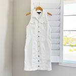 White House | Black Market WHBM Denim Halter Sheath Dress in White Size 14 Photo 2
