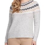 Tribal Fair Isle Gray Nordic Icelandic Raglan Pullover Sweater Size 3X Photo 0