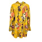 Free People Size XS Blouse Yellow Floral Button Up Pleated High Low Loose Photo 1