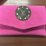 Hot Pink Suede Wristlet Clutch Purse Photo 1