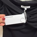 Reformation NWT Ezlynn Knit Top Off Shoulder Short Sleeve Twist Front Black S Photo 3