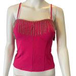 NWT Sincerely Jules Pink Corset Tank Top with Dangle Rhinestones‎ Size Medium Photo 0