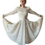 Vintage Cachet by Bari Protas Cream Lace long sleeve circle skirt dress size S Photo 0