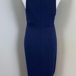 NICHOLAS Navy Crepe Deep V Gathered Sleeveless Dress Size 8 Formal Cocktail Blue Photo 7