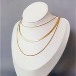 Boutique 3mm Gold Herringbone Necklace | Gold Plated‎ Sterling Silver Photo 2
