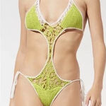 Solid & Striped  The‎ Marina Crochet One Piece In Kiwi Green Photo 0